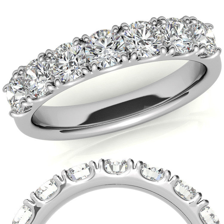 7-Stone 3.5mm Round Brilliant Moissanite Anniversary Ring 1.0ct