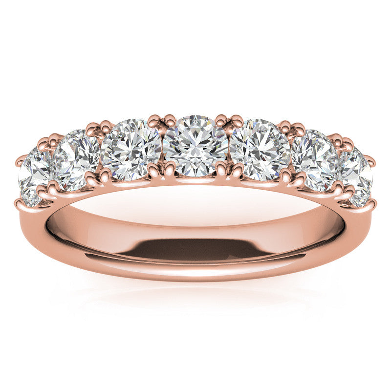7-Stone 3.5mm Round Brilliant Moissanite Anniversary Ring 1.0ct