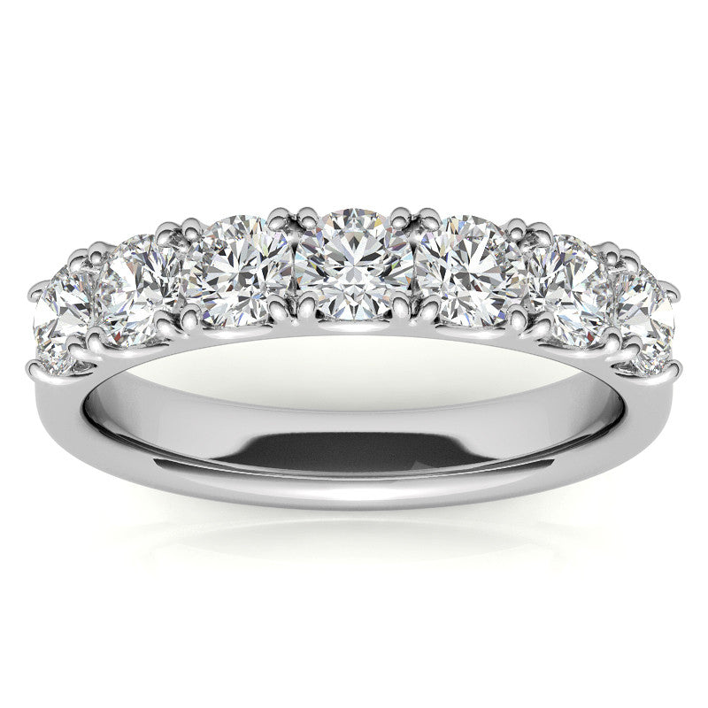 7-Stone 3.5mm Round Brilliant Moissanite Anniversary Ring 1.0ct