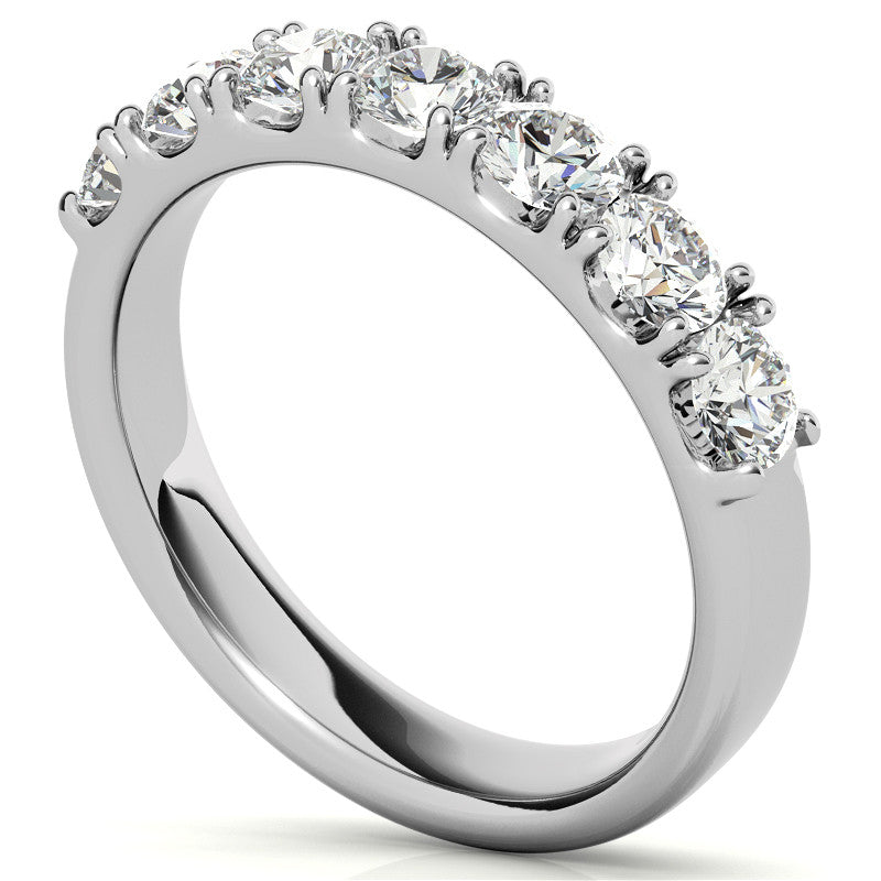 7-Stone 3.5mm Round Brilliant Moissanite Anniversary Ring 1.0ct