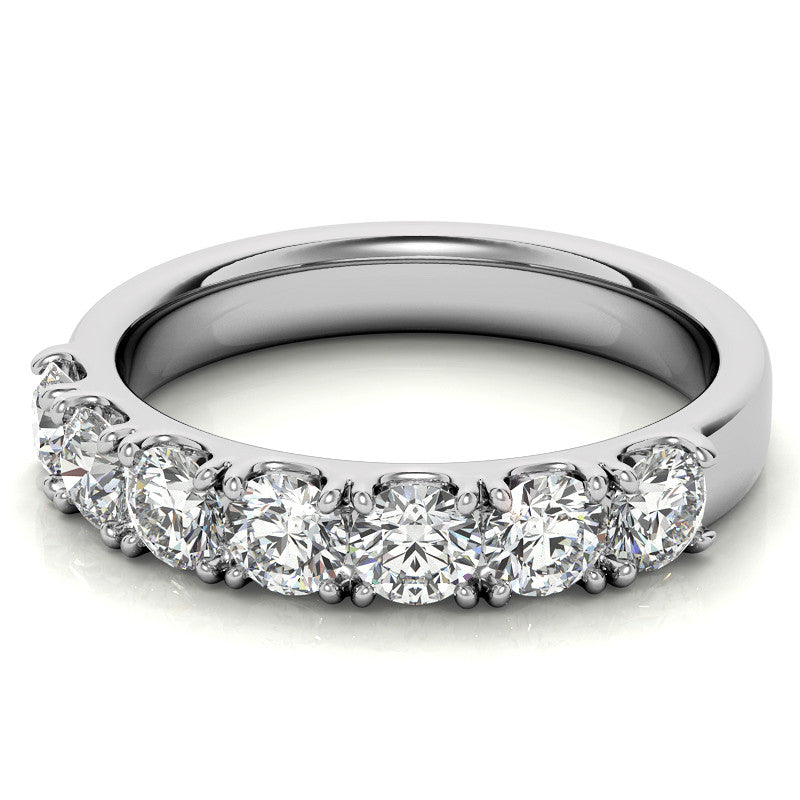 7-Stone 3.5mm Round Brilliant Moissanite Anniversary Ring 1.0ct