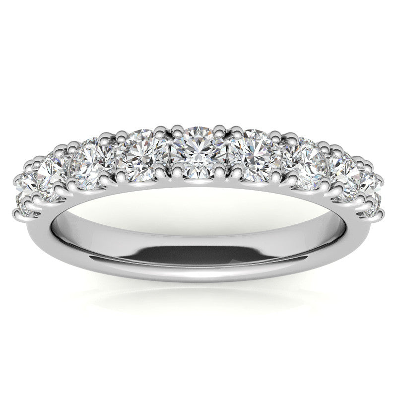9-Stone 3mm Round Brilliant Moissanite Anniversary Ring 0.90ct