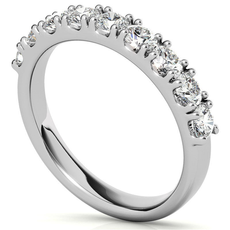 9-Stone 3mm Round Brilliant Moissanite Anniversary Ring 0.90ct
