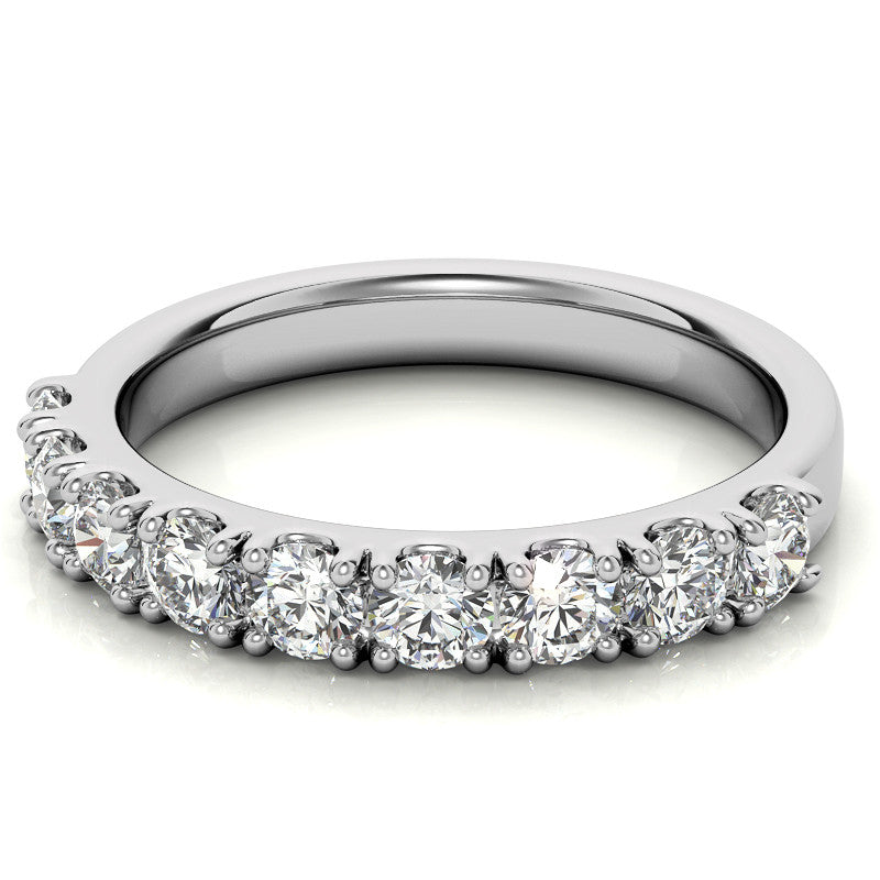 9-Stone 3mm Round Brilliant Moissanite Anniversary Ring 0.90ct
