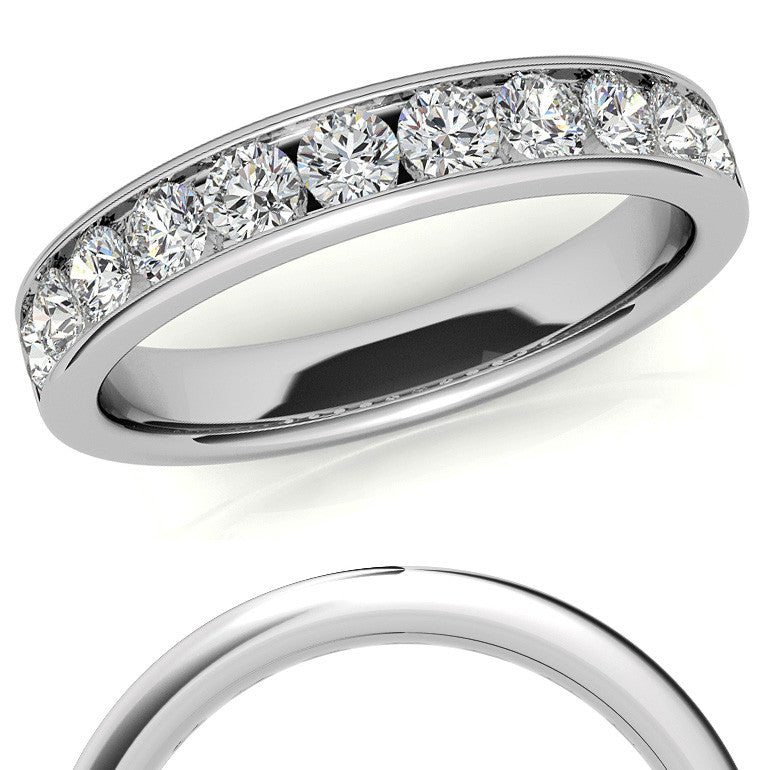 2.7mm 11-Stone Round Brilliant Moissanite Channel Anniversary Ring 0.88ct