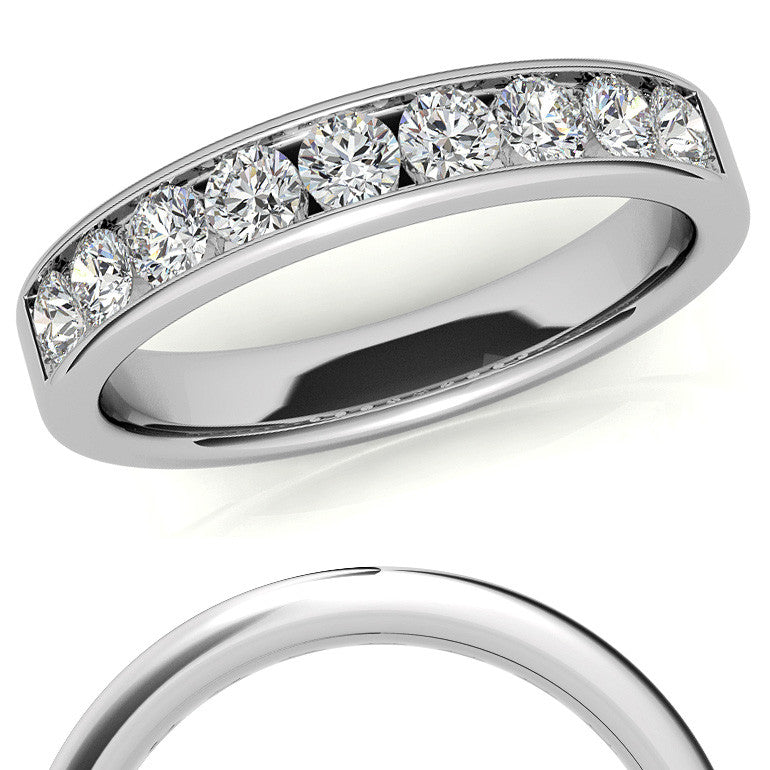 2.7mm 9-Stone Round Brilliant Moissanite Channel Anniversary Ring 0.72ct