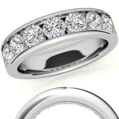 4mm 7-Stone Round Brilliant Moissanite Channel Anniversary Ring, 1.75ct