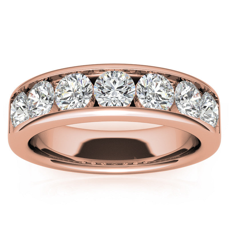 4mm 7-Stone Round Brilliant Moissanite Channel Anniversary Ring, 1.75ct