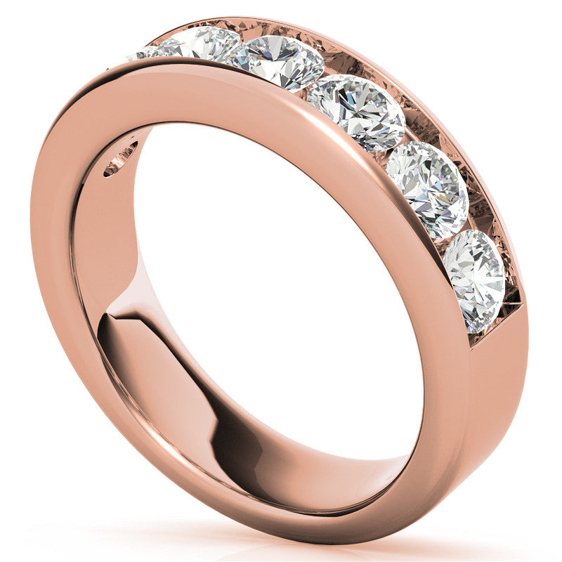 4mm 7-Stone Round Brilliant Moissanite Channel Anniversary Ring, 1.75ct