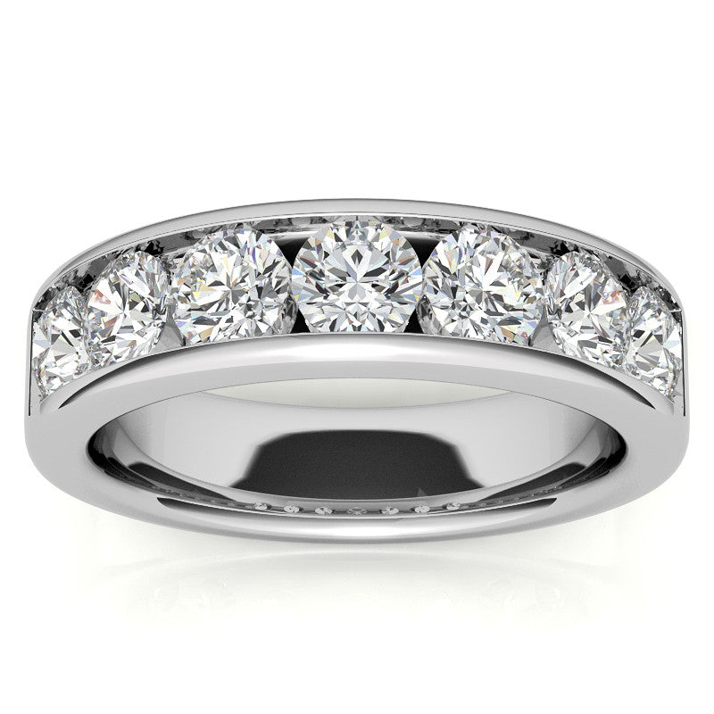 4mm 7-Stone Round Brilliant Moissanite Channel Anniversary Ring, 1.75ct