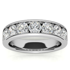 4mm 7-Stone Round Brilliant Moissanite Channel Anniversary Ring, 1.75ct