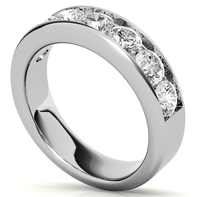 4mm 7-Stone Round Brilliant Moissanite Channel Anniversary Ring, 1.75ct