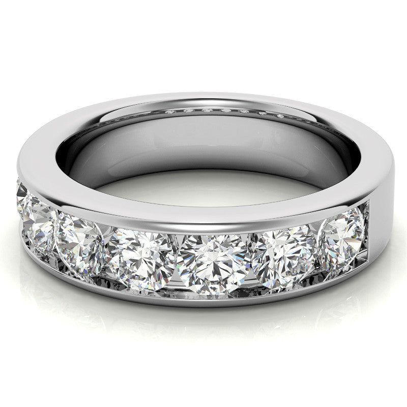4mm 7-Stone Round Brilliant Moissanite Channel Anniversary Ring, 1.75ct