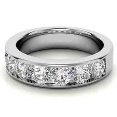 4mm 7-Stone Round Brilliant Moissanite Channel Anniversary Ring, 1.75ct