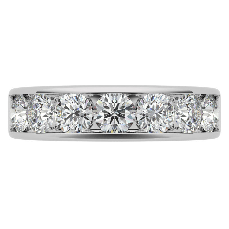 4mm 7-Stone Round Brilliant Moissanite Channel Anniversary Ring, 1.75ct