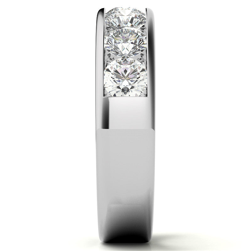 4mm 7-Stone Round Brilliant Moissanite Channel Anniversary Ring, 1.75ct