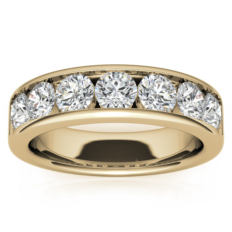 4mm 7-Stone Round Brilliant Moissanite Channel Anniversary Ring, 1.75ct