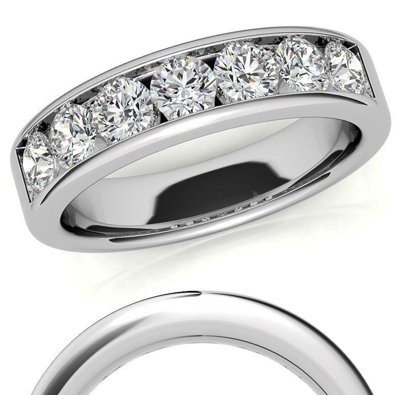 3.5mm 7-Stone Round Brilliant Moissanite Channel Anniversary Ring 1.05ct