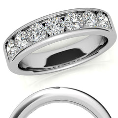 3.5mm 7-Stone Round Brilliant Moissanite Channel Anniversary Ring 1.05ct