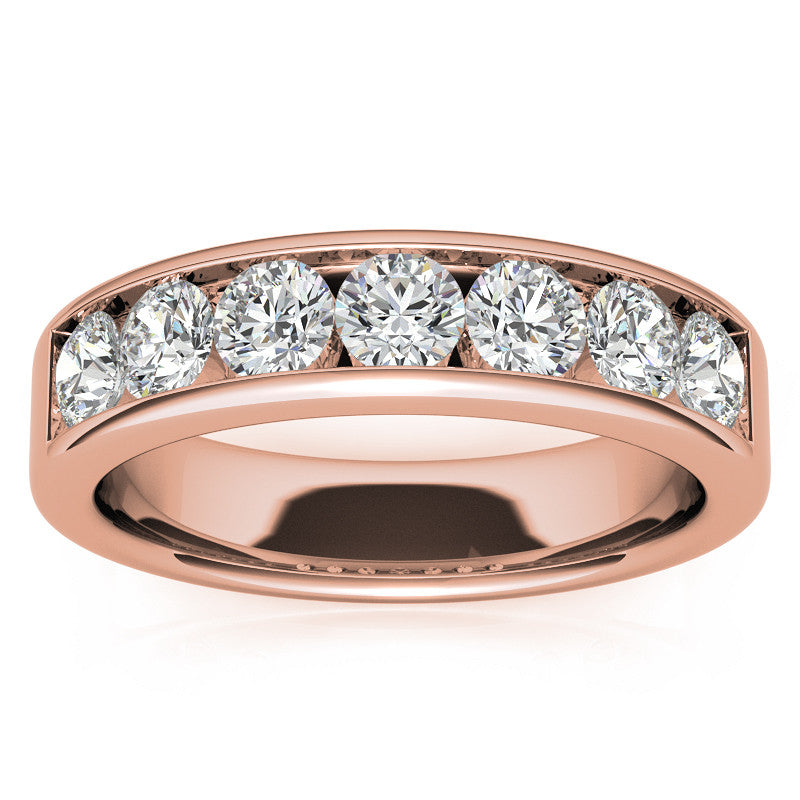 3.5mm 7-Stone Round Brilliant Moissanite Channel Anniversary Ring 1.05ct