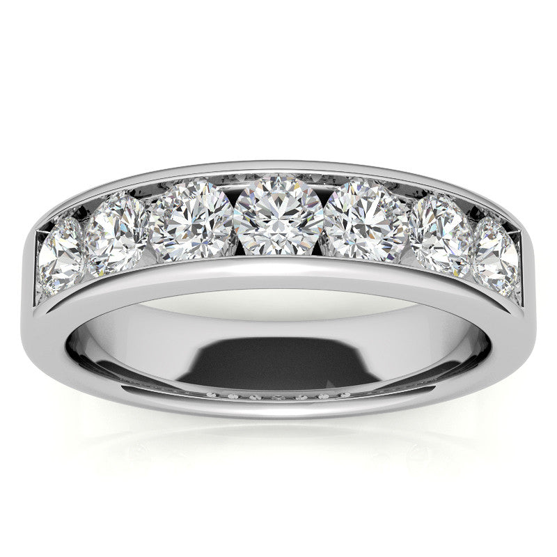 3.5mm 7-Stone Round Brilliant Moissanite Channel Anniversary Ring 1.05ct