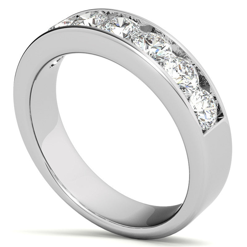 3.5mm 7-Stone Round Brilliant Moissanite Channel Anniversary Ring 1.05ct