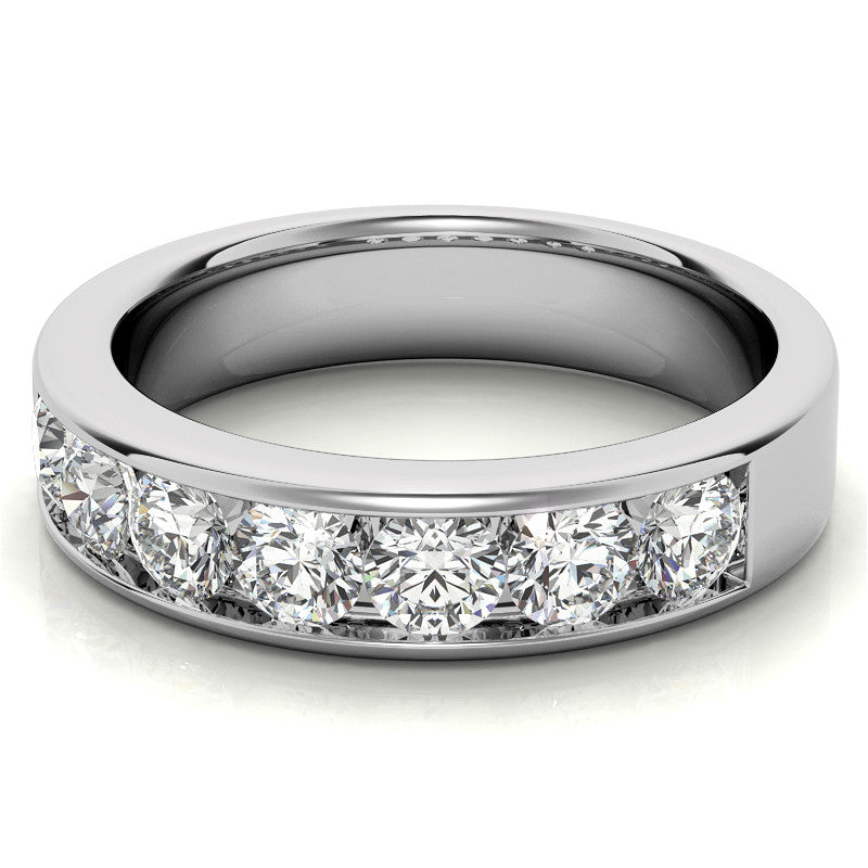 3.5mm 7-Stone Round Brilliant Moissanite Channel Anniversary Ring 1.05ct