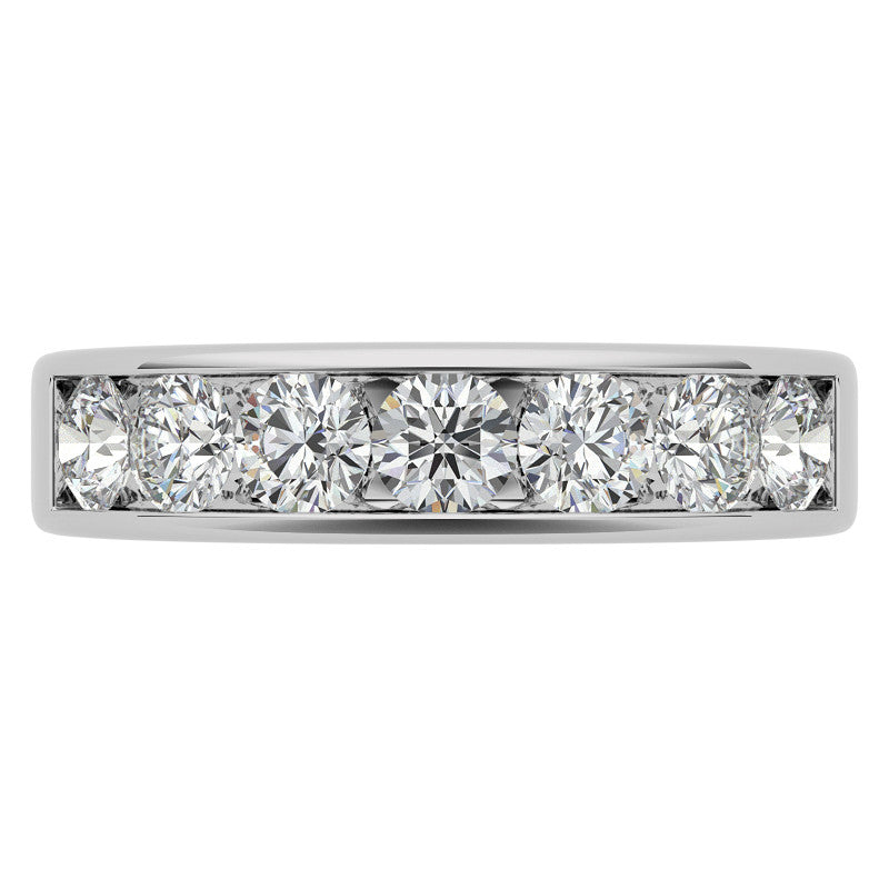 3.5mm 7-Stone Round Brilliant Moissanite Channel Anniversary Ring 1.05ct
