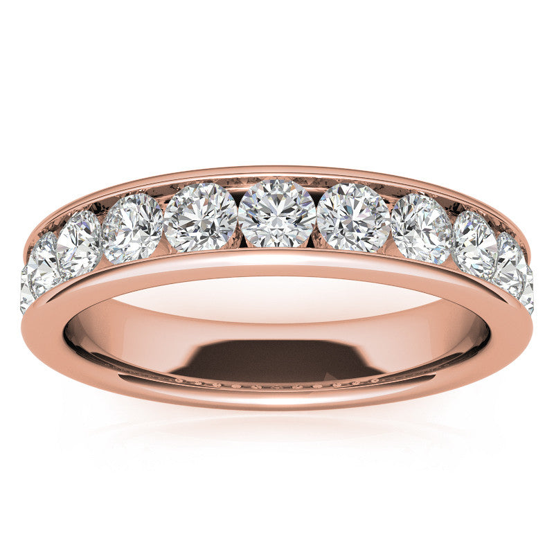 11-Stone 3mm Round Channel Moissanite Anniversary Ring 1.1ct