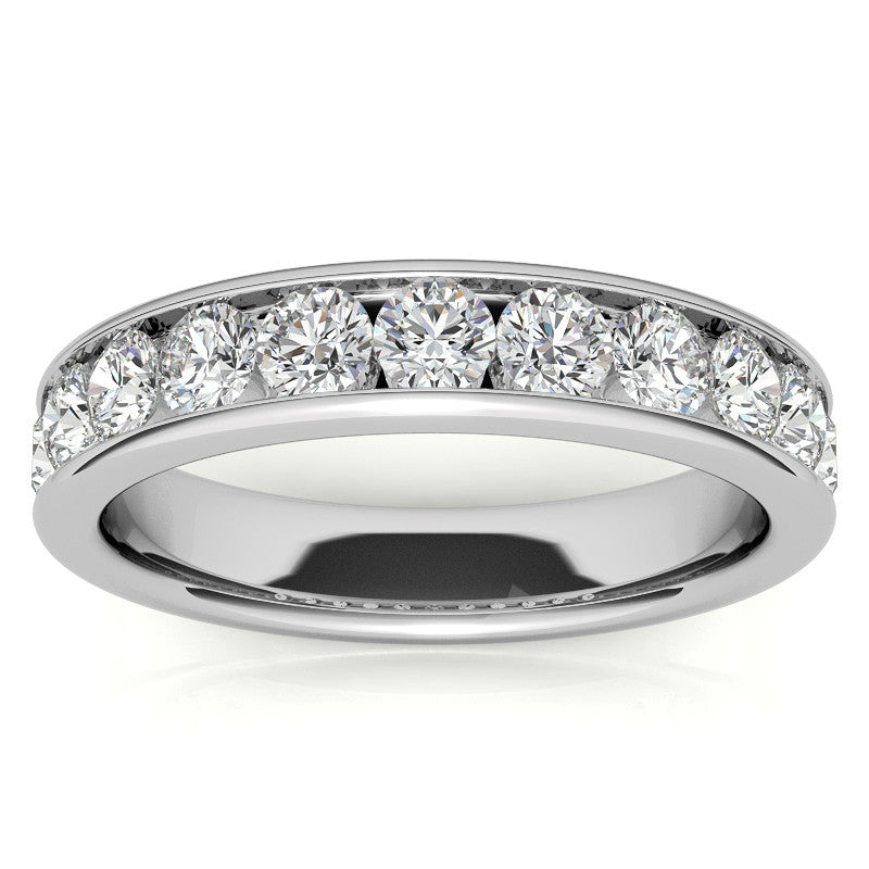 11-Stone 3mm Round Channel Moissanite Anniversary Ring 1.1ct