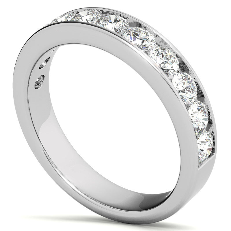 11-Stone 3mm Round Channel Moissanite Anniversary Ring 1.1ct