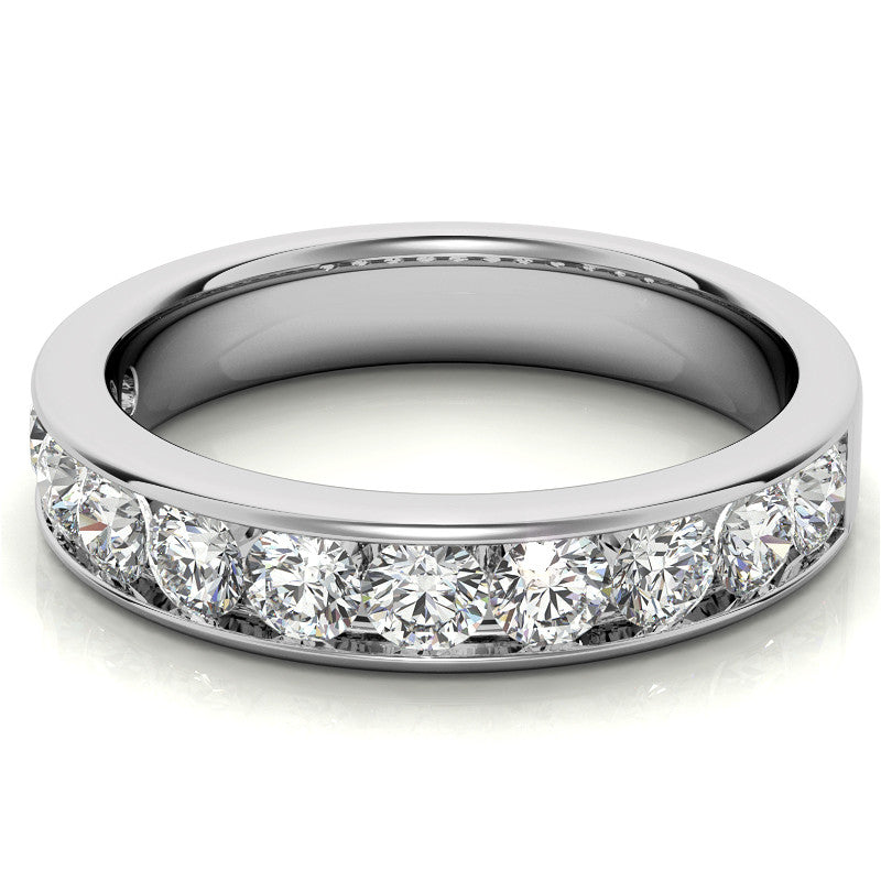 11-Stone 3mm Round Channel Moissanite Anniversary Ring 1.1ct
