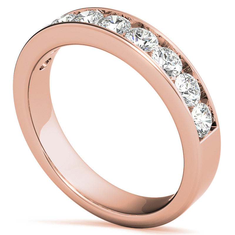9-Stone 3mm Round Channel Moissanite Anniversary Ring 0.90ct