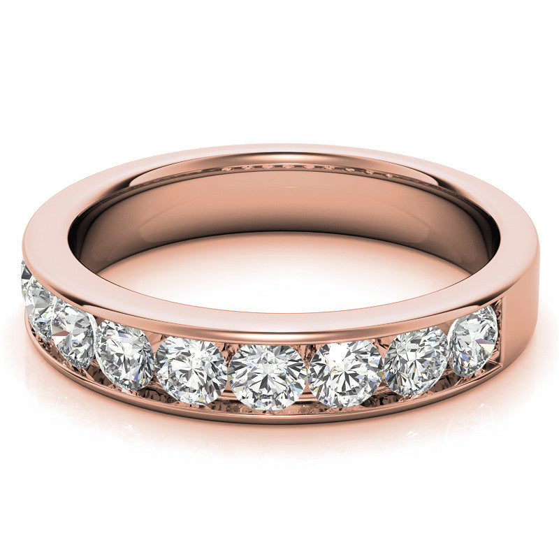 9-Stone 3mm Round Channel Moissanite Anniversary Ring 0.90ct