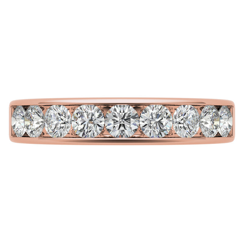9-Stone 3mm Round Channel Moissanite Anniversary Ring 0.90ct