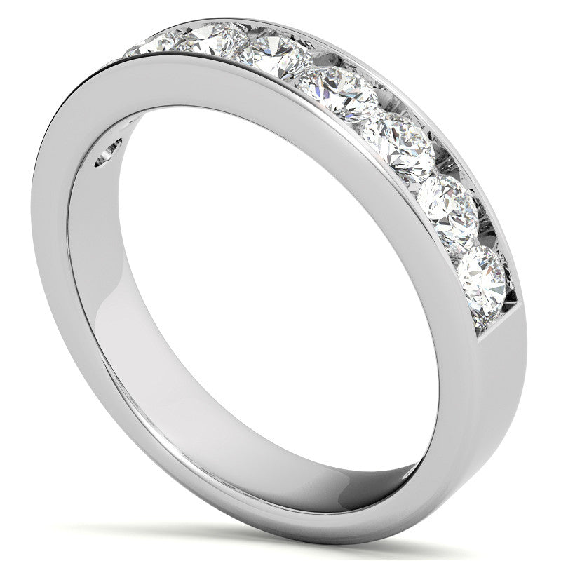 9-Stone 3mm Round Channel Moissanite Anniversary Ring 0.90ct