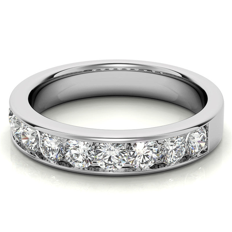 9-Stone 3mm Round Channel Moissanite Anniversary Ring 0.90ct