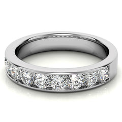 9-Stone 3mm Round Channel Moissanite Anniversary Ring 0.90ct