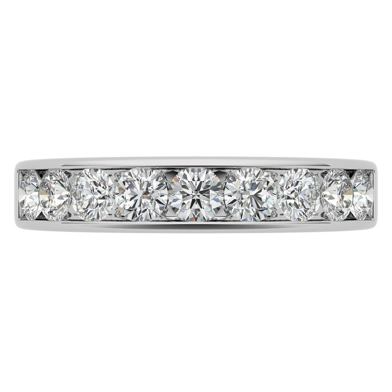 9-Stone 3mm Round Channel Moissanite Anniversary Ring 0.90ct