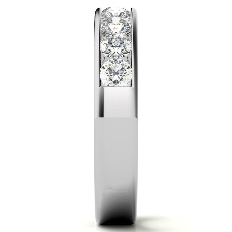 9-Stone 3mm Round Channel Moissanite Anniversary Ring 0.90ct