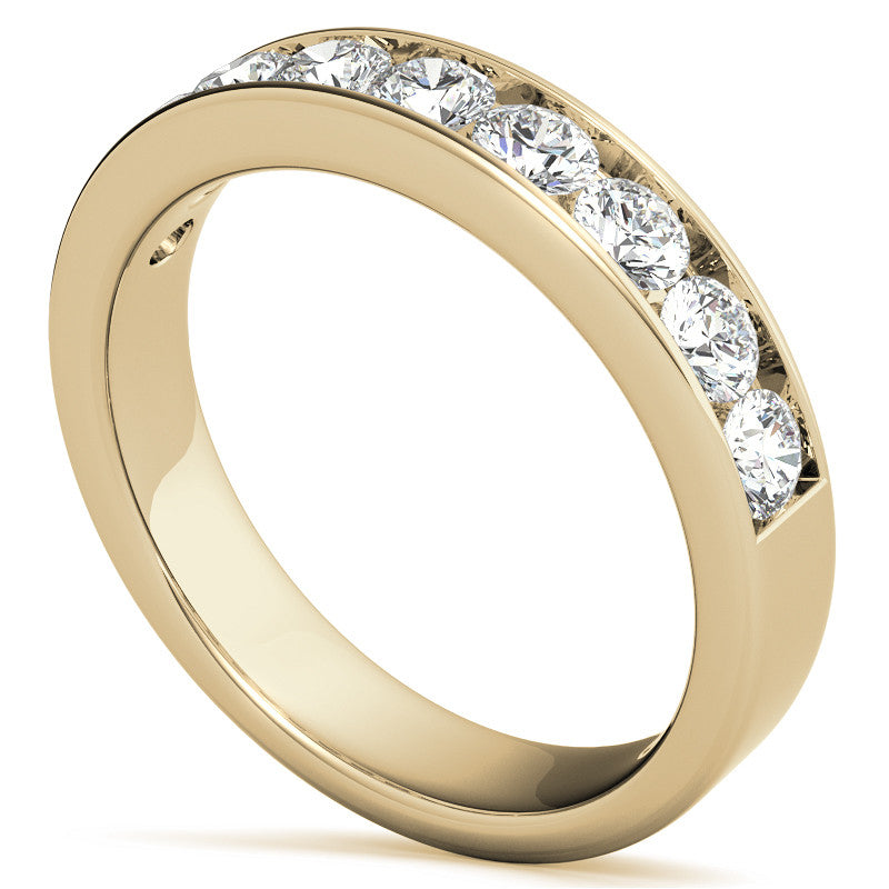 9-Stone 3mm Round Channel Moissanite Anniversary Ring 0.90ct