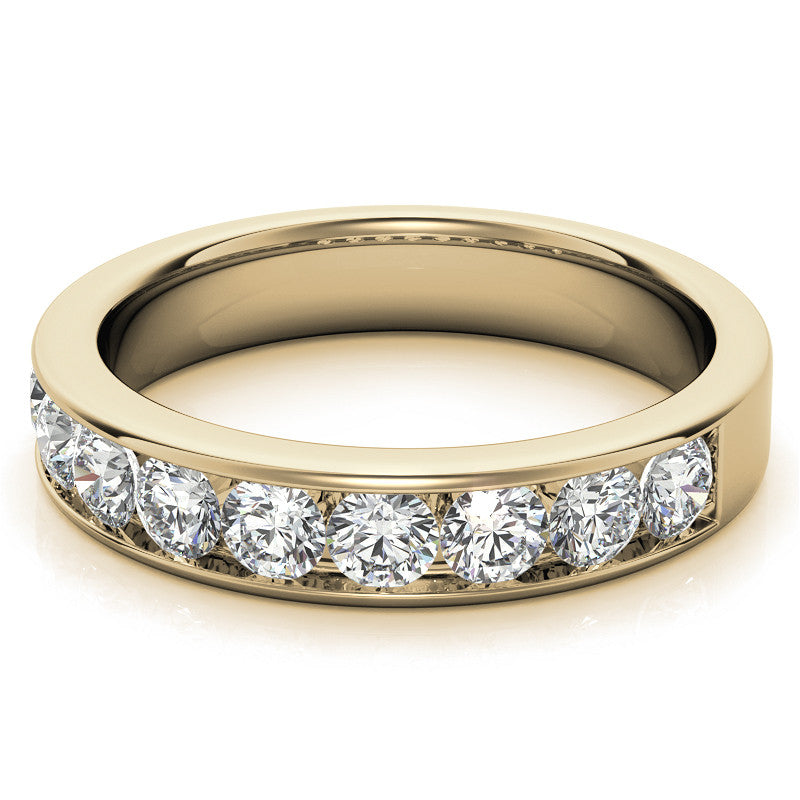 9-Stone 3mm Round Channel Moissanite Anniversary Ring 0.90ct