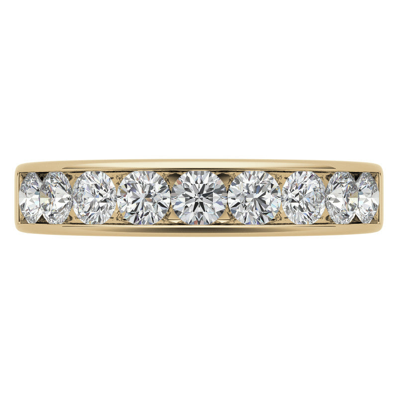 9-Stone 3mm Round Channel Moissanite Anniversary Ring 0.90ct