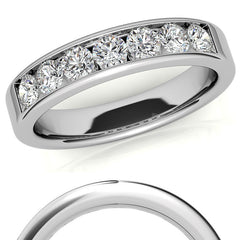 7-Stone 3mm Round Channel Moissanite Anniversary Ring 0.70ct