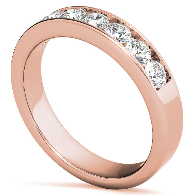7-Stone 3mm Round Channel Moissanite Anniversary Ring 0.70ct