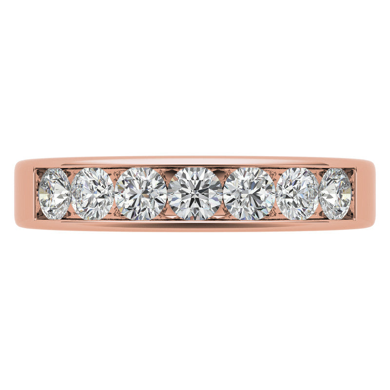 7-Stone 3mm Round Channel Moissanite Anniversary Ring 0.70ct
