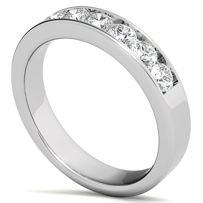 7-Stone 3mm Round Channel Moissanite Anniversary Ring 0.70ct