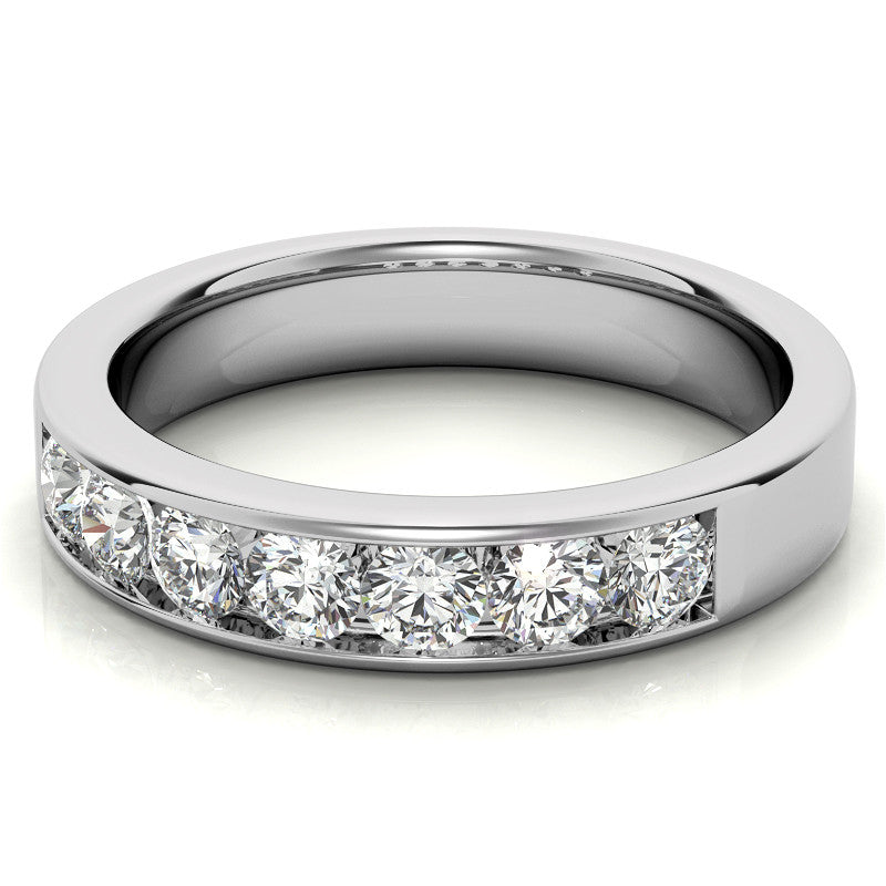 7-Stone 3mm Round Channel Moissanite Anniversary Ring 0.70ct