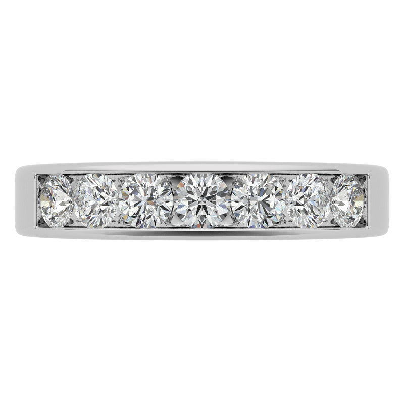 7-Stone 3mm Round Channel Moissanite Anniversary Ring 0.70ct