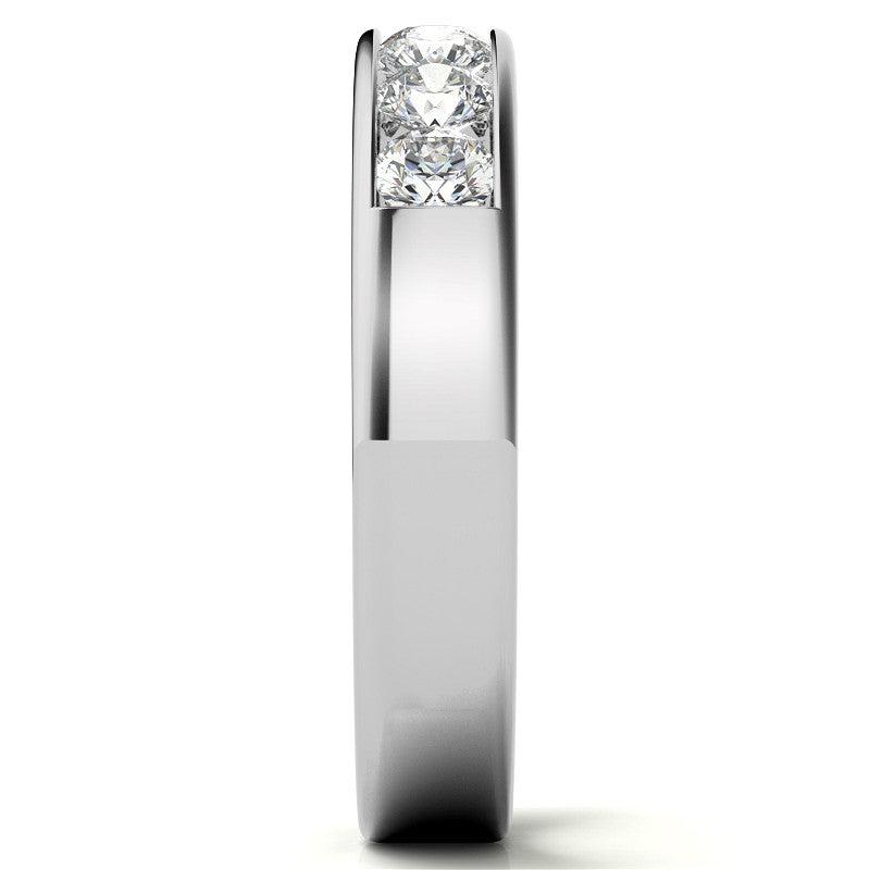 7-Stone 3mm Round Channel Moissanite Anniversary Ring 0.70ct